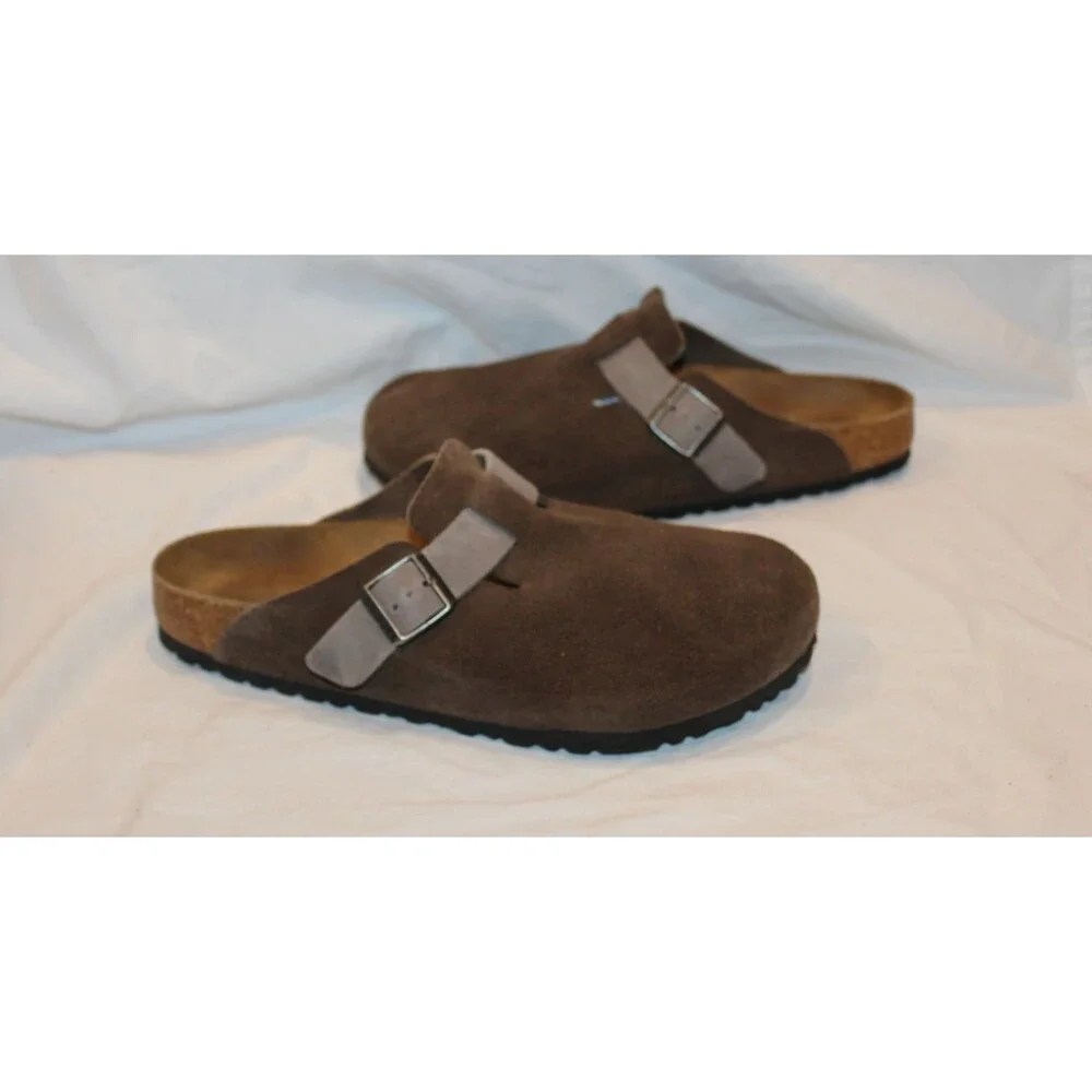 Birkenstock Unisex Boston Mule Clog Mixed Leather Sandals EU 44 REG NEW BROWN